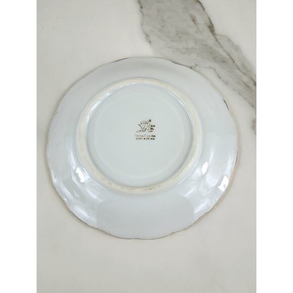 Cherry China Teacup Footed Saucer Floral Gardenias Gold Trim 30's Japan Vintage - Picture 10 of 14